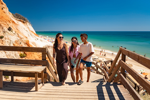 Tourism at Falésia Beach in Algarve, Portugal