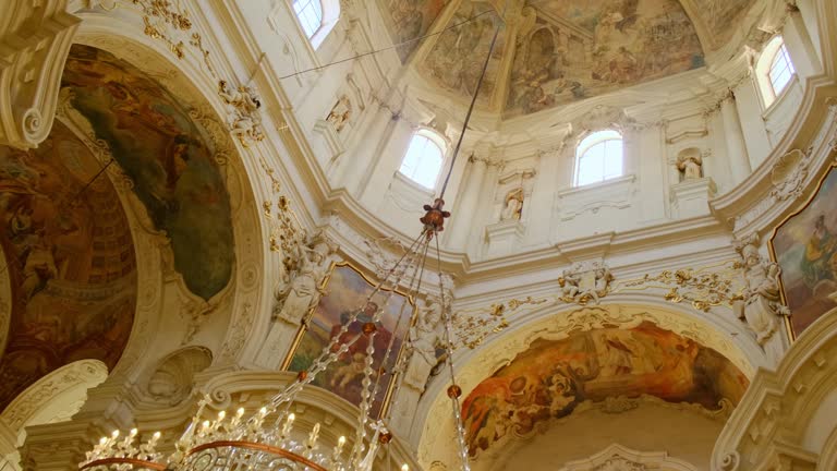 Chandelier and Dome of St. Nicholas Church which is a Czechoslovak Hussite Church