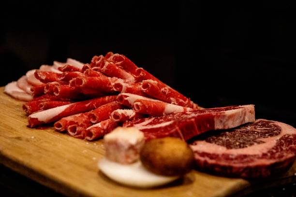 istock Variety of meats on black 1742913313
