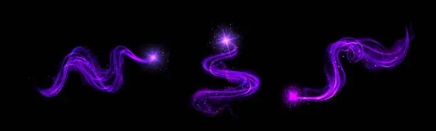 Vector illustration of Realistic set of purple light vortex effects