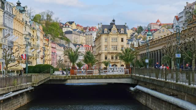 Colorful Apartments and Ohře River in Karlovy Vary
