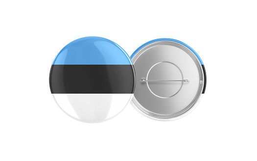 3d Render Estonia Flag Badge Pin Mocap, Front Back Clipping Path, It can be used for concepts such as Policy, Presentation, Election.