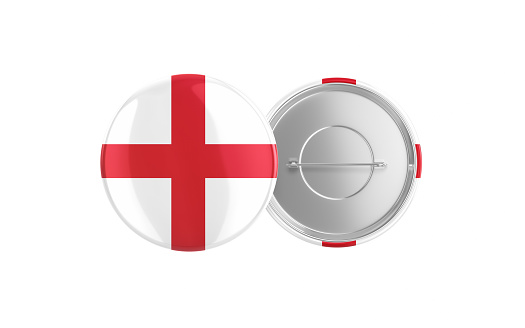 3d Render England Flag Badge Pin Mocap, Front Back Clipping Path, It can be used for concepts such as Policy, Presentation, Election.