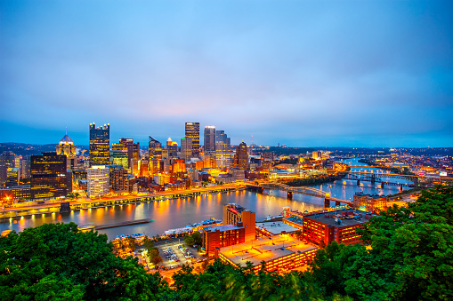 View of Pittsburgh, Pennsylvania at night.
