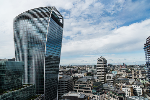 Panoramic view of the City of London from above. High angle view