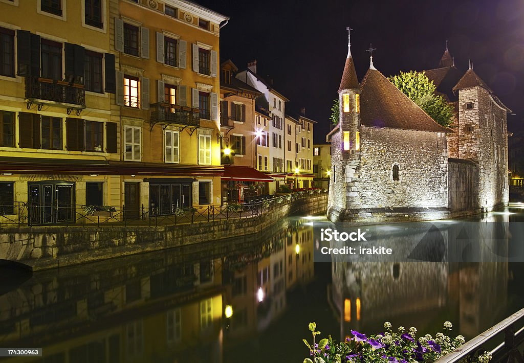 Annecy à noite - Royalty-free Aldeia Foto de stock