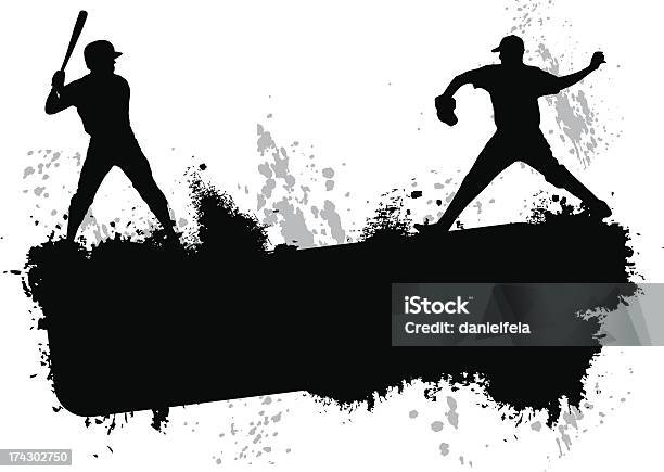 Бейсболка Гранж Черный Баннер — стоковая векторная графика и другие изображения на тему Бейсбол - Бейсбол, Бейсбольный мяч, Силуэт