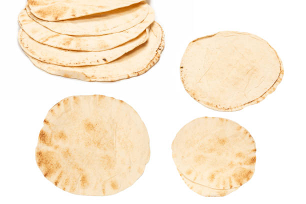 istock Grilled pitta bread isolated on white background. 1743032144