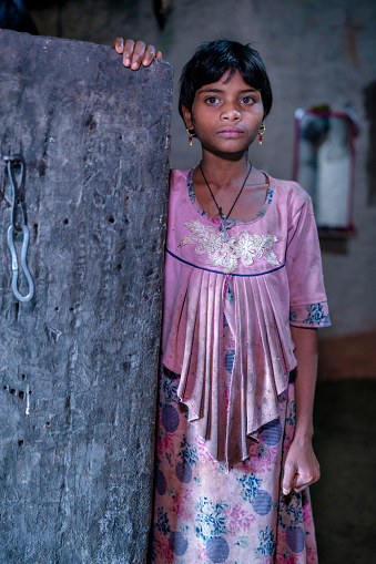 Portrait of a girl from the Bonda tribe of the Indian region of Odisha a tribe that India is prohibited from accessing
