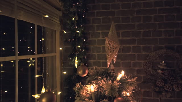 Decorated Christmas Tree Near Fireplace