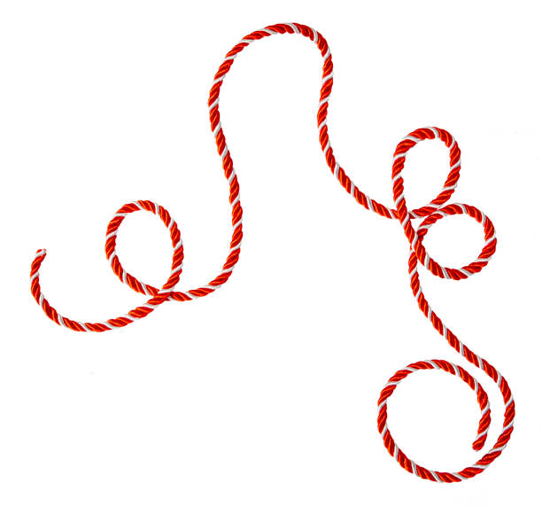 Lace rope red white isolated on white background