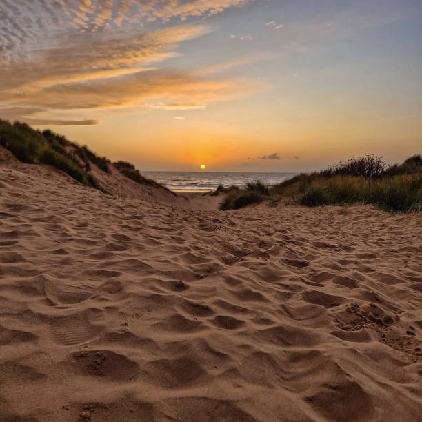 istock Formby beach near Liverpool England, sunset view. 1743076705