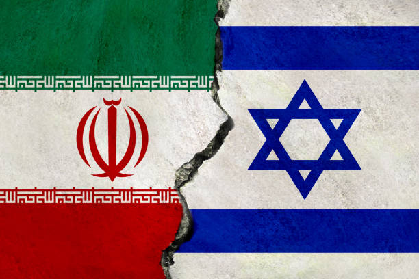 イランとイスラエルは一緒に旗を立てます。イランとイスラエルの紛争。 - israel点のイラスト素材／クリップアート素材／マンガ素材／アイコン素材