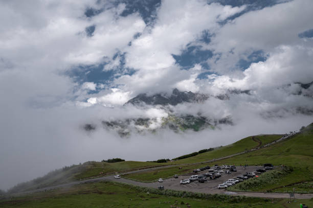 istock Cloudy Kazbegi Mountain in Stepantsminda Georgia 1743126444