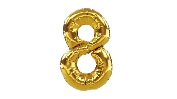 istock Greeting celebration eight years birthday. number eight - 8 balloon font 1743130227