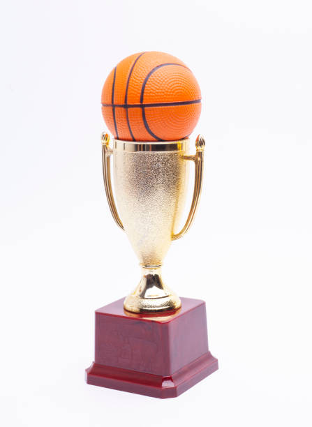 istock Gold cup with basketball ball isolated on white background 1743134043