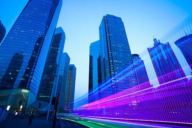 istock light trails on the modern building background in shanghai china 174313493