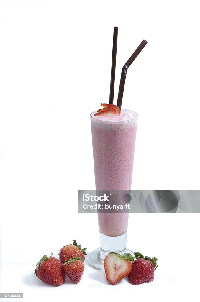 Strawberry smoothie Strawberry smoothie White background. Berry Fruit Stock Photo