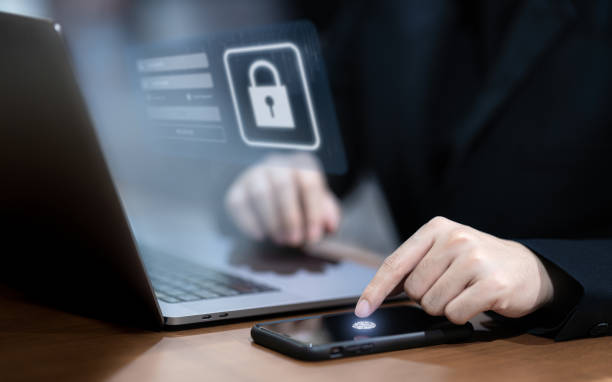 istock Login security By scanning your fingerprint or entering a password. 1743143904