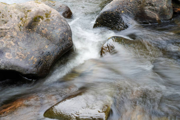 istock Motion blur of water flowing over rocks in a river 1743155662