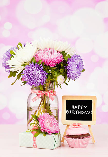istock Happy Birthday Flowers with Cupcake and Gift 174315591