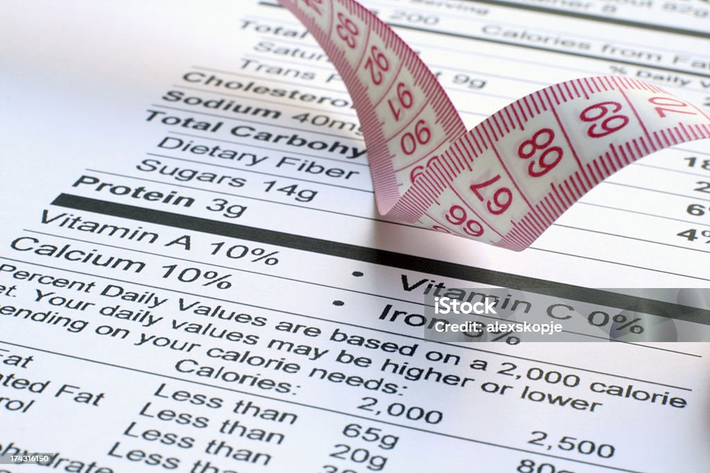 Nutrition datos y medida de cinta - Foto de stock de Alimento libre de derechos