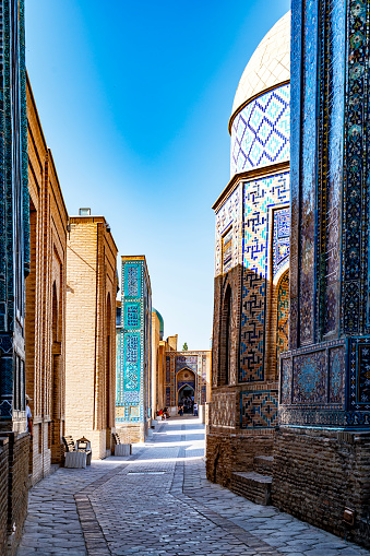The shakhi-zinda necropolis in Samarkand, Uzbekistan