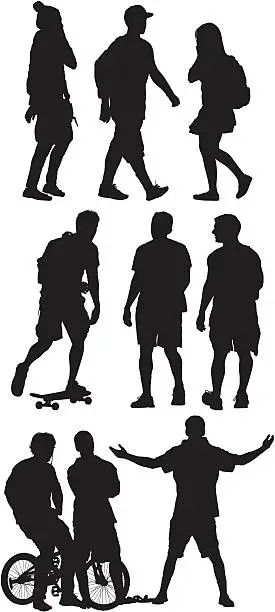 Vector illustration of Silhouette of casual people
