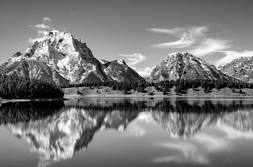 The pristine waters of Jenny Lake in the Grand Teton National Park in the U.S. state of Wyoming.