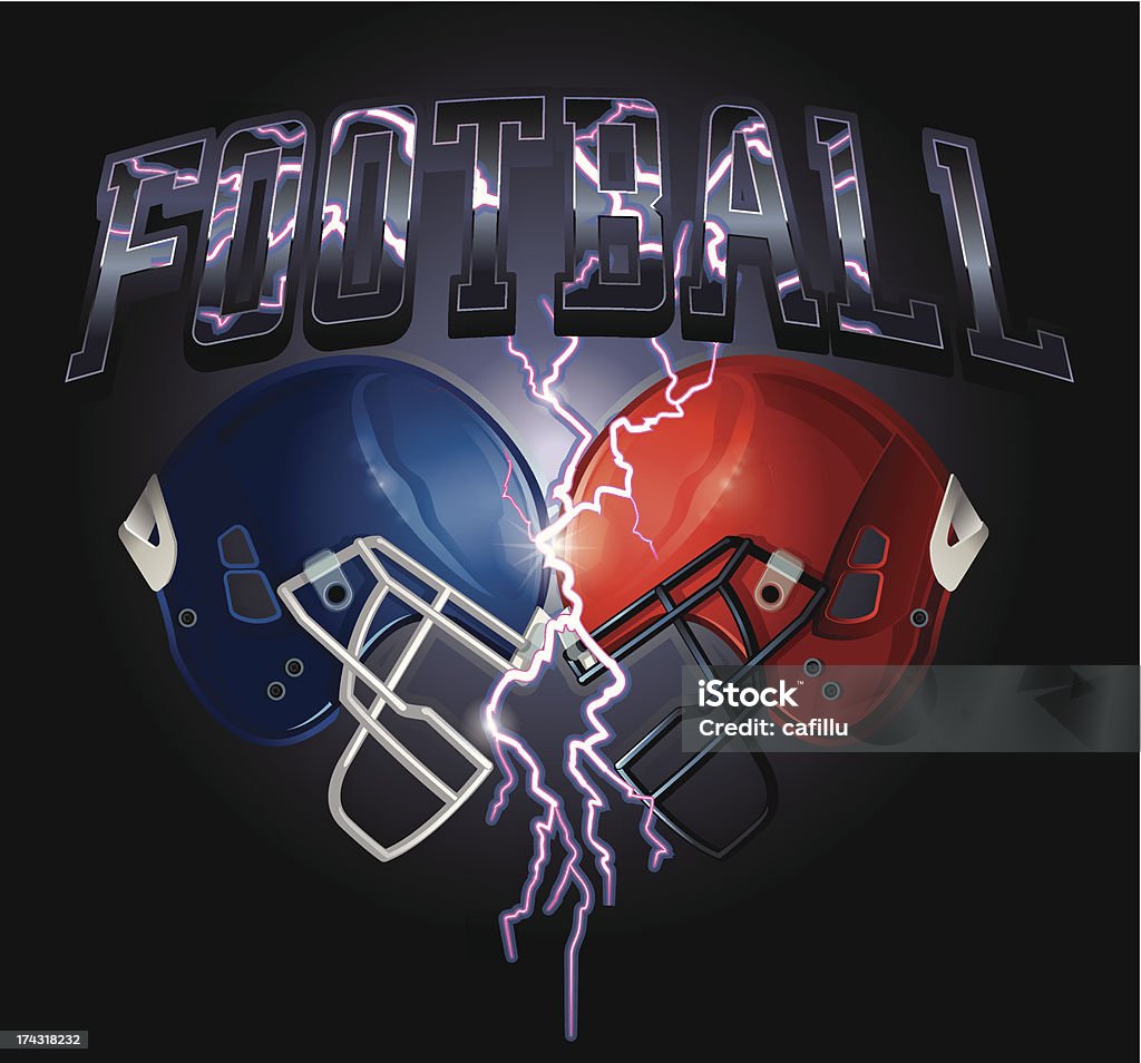 Footballhelm Lightning - Lizenzfrei Amerikanischer Football Vektorgrafik