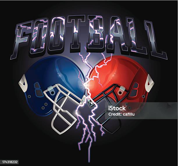 Футбольный Шлем Молнии — стоковая векторная графика и другие изображения на тему Американский футбол - Американский футбол, Американский футбол - мяч, Лицом к лицу