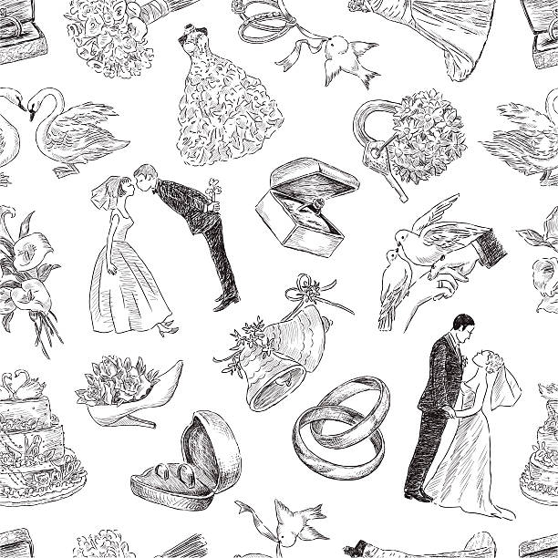 wzór sukni symbole - tort weselny stock illustrations