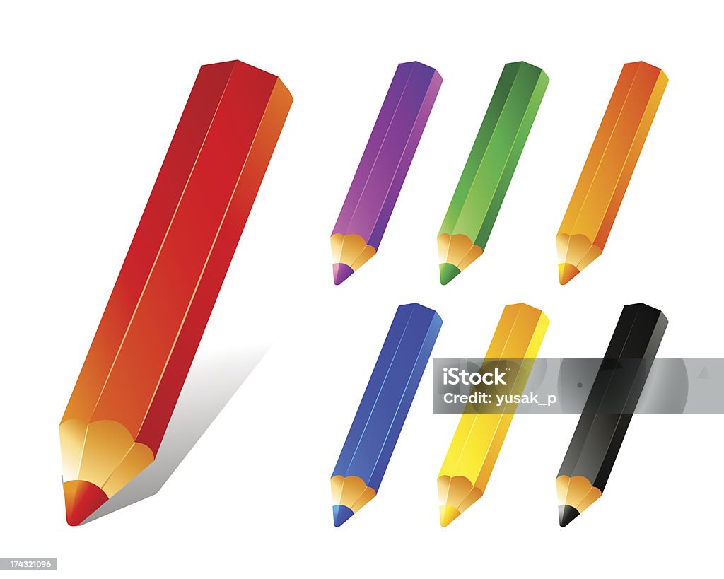 Lápiz de colores - arte vectorial de Amarillo - Color libre de derechos