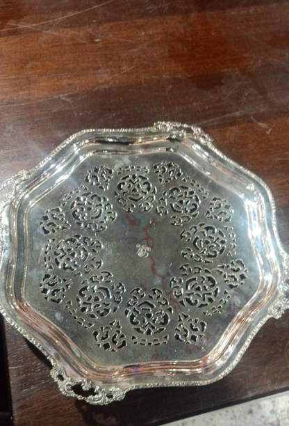 istock The antique design metallic tray view in the restaurant 1743218525