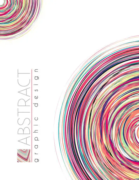 Vector illustration of Circles. Template with multicolor thin strips. Vector graphics