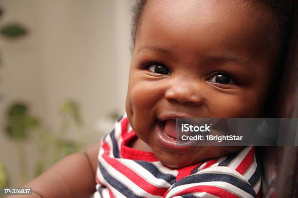 Baby Boy Smiling With Dimples Stock Photo - Download Image Now - Baby - Human Age, African-American Ethnicity, African Ethnicity