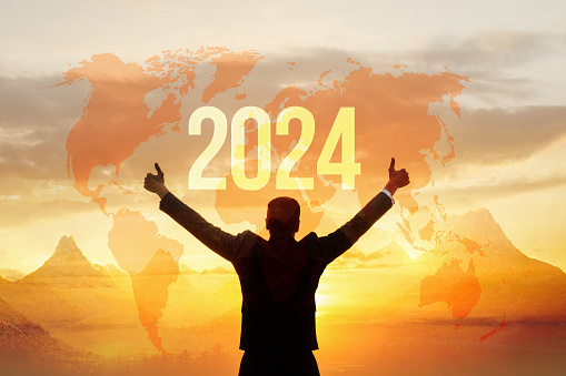 New year 2024 And new victories in business in life.