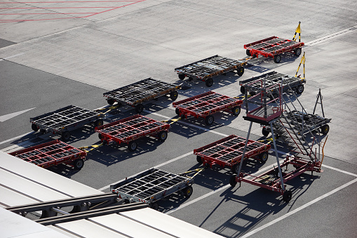 Empty Air Freight Cargo Carts at Hamburg Airport