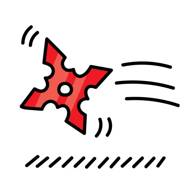 Vector illustration of Ninja Star Doodle 6