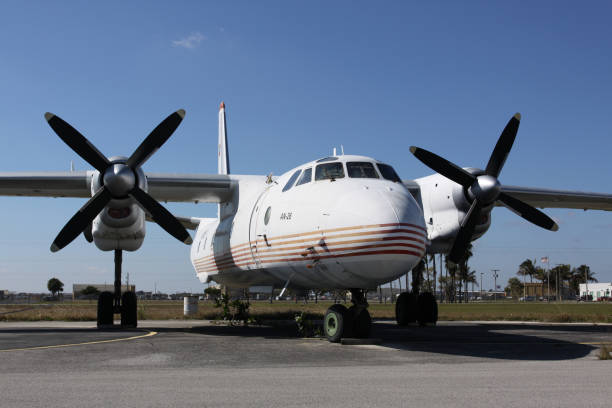 Cargo Airplane Antonov An-26 parked at Miami Executive Airport An old soviet cargo airplane Antonov An-26 registered in Venezuela parked at Miami Executive Airport (TMB/KTMB). antonov an 26 stock pictures, royalty-free photos & images