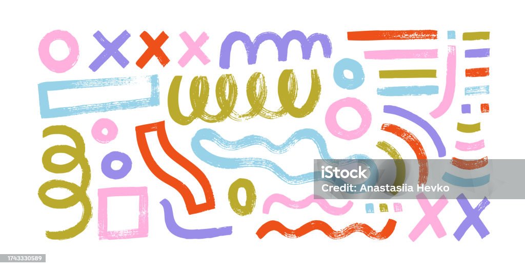 Random Fun Shapes Funny Colorful Basic Shapes Random Childish Doodle Elements Stock ...