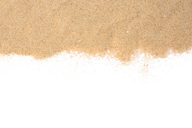 istock Dry beach sand isolated on white, top view 1743340942