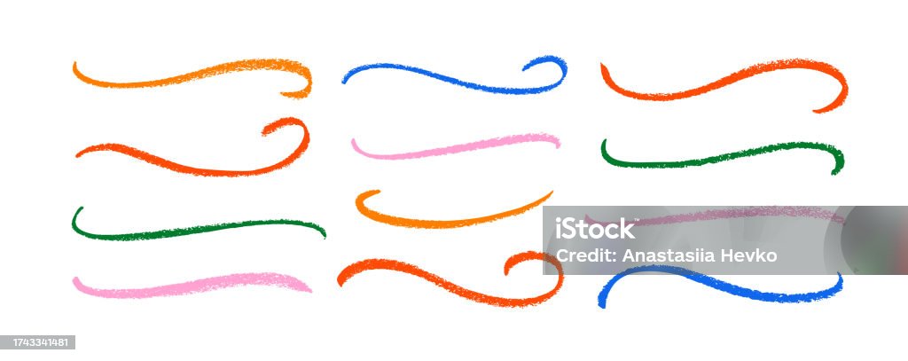 Colorful Swoops Swooshes And Flourish Colorful Pencil Stroke Vector Collection Stock ...