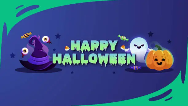 Vector illustration of gradient halloween youtube channel art vector design illustration