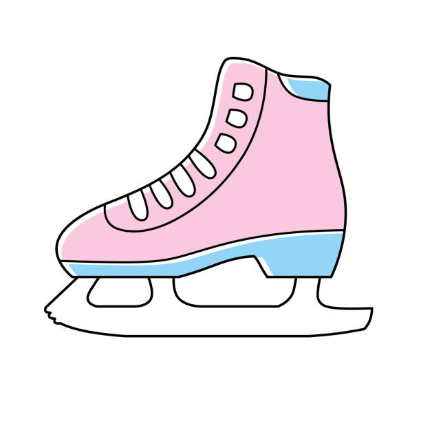 Pink ice skate Pink ice skate isolated vector illustration single skating stock illustrations