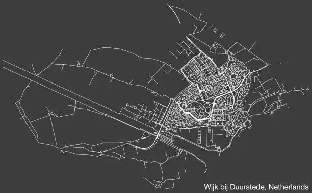 Vector illustration of Street roads map of WIJK BIJ DUURSTEDE, NETHERLANDS