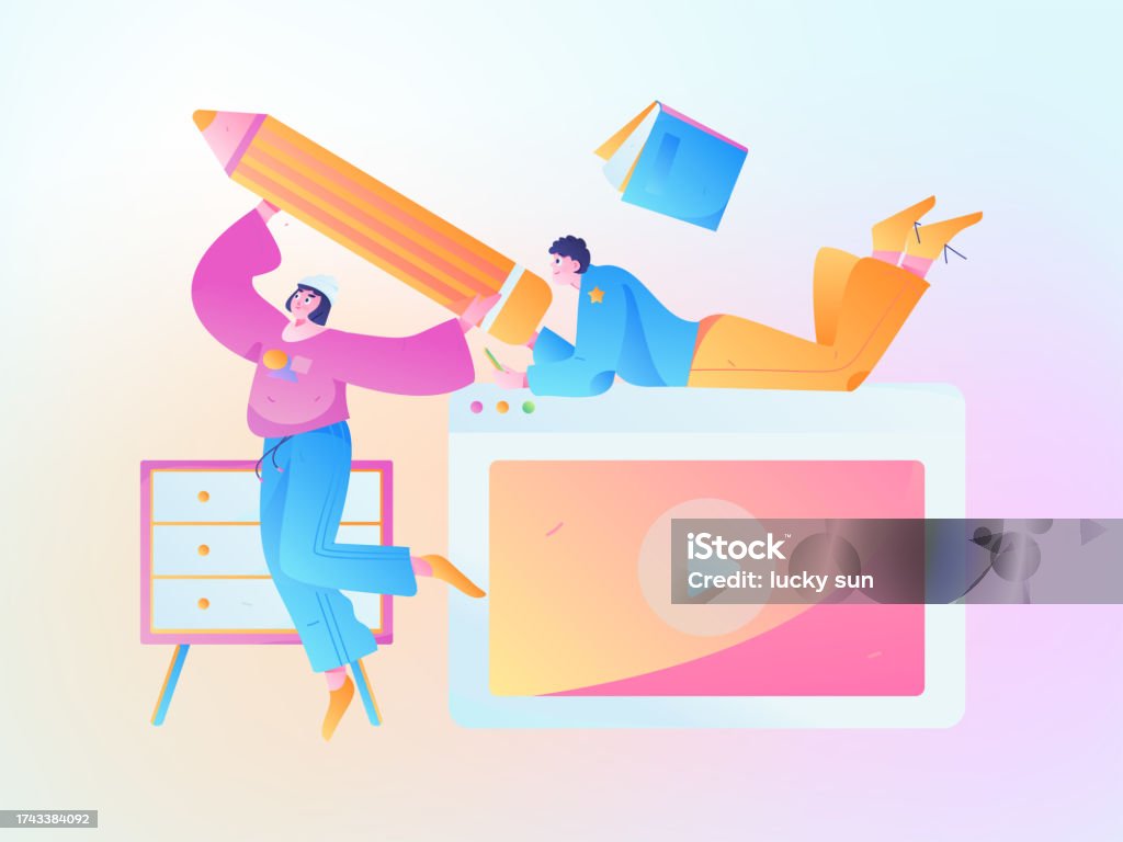 Education Learning People Flat Vector Concept Hand Drawn Illustration ...