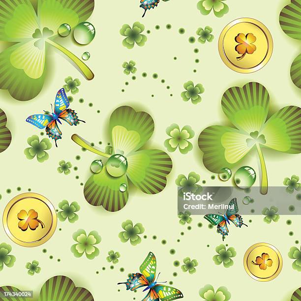 연속무늬 클로버 및 동전 0명에 대한 스톡 벡터 아트 및 기타 이미지 - 0명, St. Patrick's Day, 금-금속