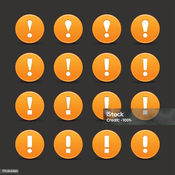 Orange Warning Icon Exclamation Mark Sign Circle Button Gray Background Stock Illustration - Download Image Now