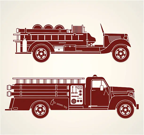 Vector illustration of Vintage Fire Trucks